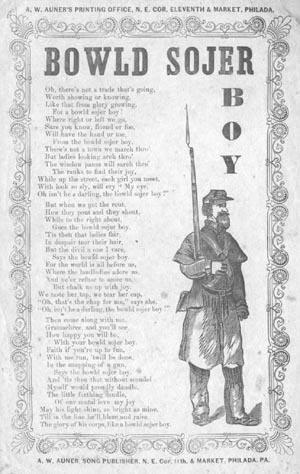 Sheet of lyrics to 'Bowld Sojer Boy'