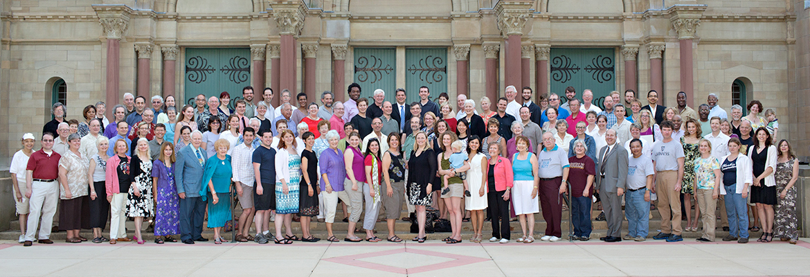 Participants from the 2012 Conservatory Reunion pose for a group photo. Photo by Tanya Rosen-Jones.