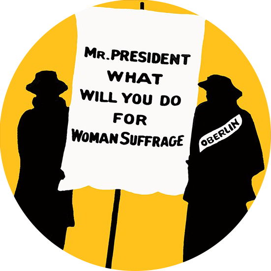 Graphic of suffragists protesting at the White House