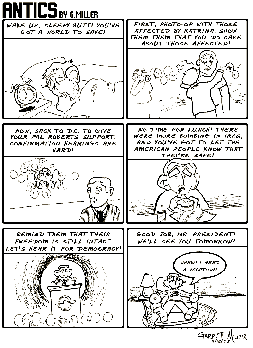 Antics editorial cartoon by Garrett Miller