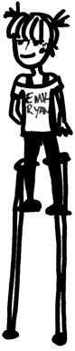 Emily on stilts (artists’s rendering)