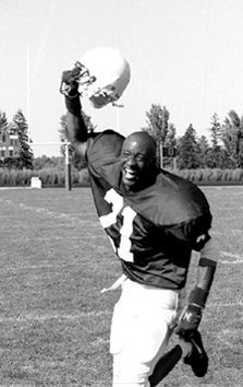 A Football Player Rejoices