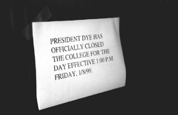 Sign on locked doors on campus