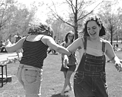 photo of students dancing at the Oberlin Folk Festival