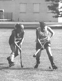 Photo of a women's field hockey game