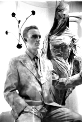 Photo of student impersonating statue