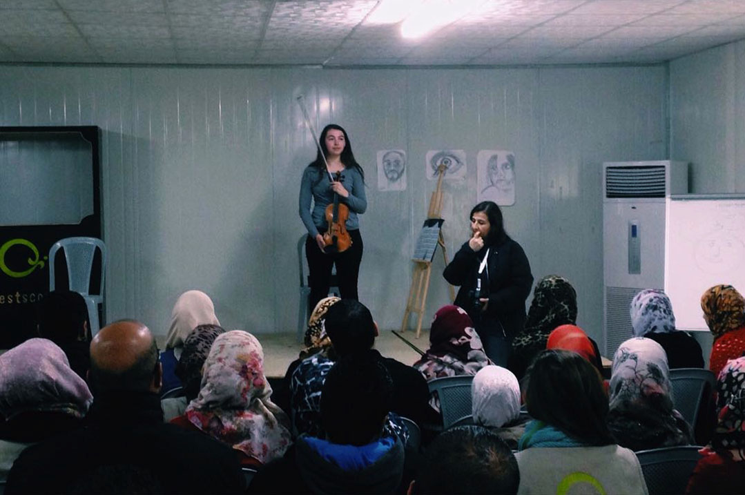 Photo of musical performance at Zata’ari refugee camp in Jordan