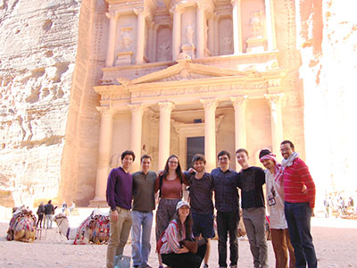 Photo of Conservatory students at the lost city of Petra in Jordan